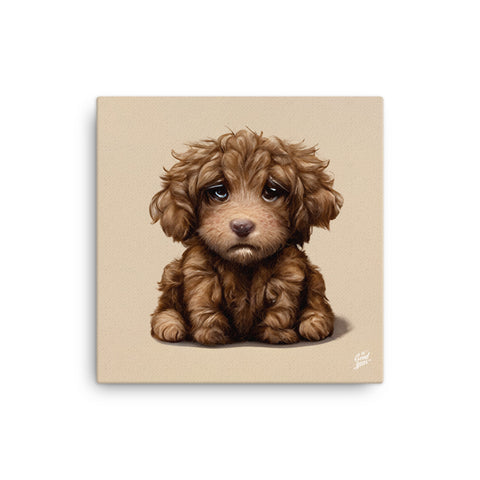 Cute Sad Pup Needs To Poop Canvas