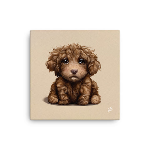 Cute Sad Pup Needs To Poop Canvas