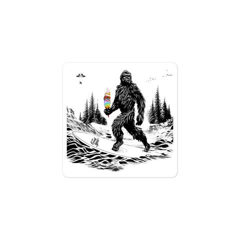 Surfing Sasquatch Soft Serve Sticker